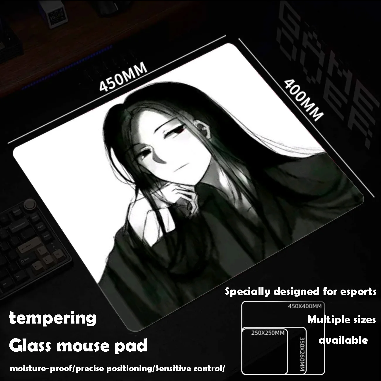 

Стеклянный коврик для мыши Cool Girl Sora, игровой коврик для мыши с индивидуальным рисунком, гладкий игровой коврик из закаленного стекла для FPS, киберспорта и офиса