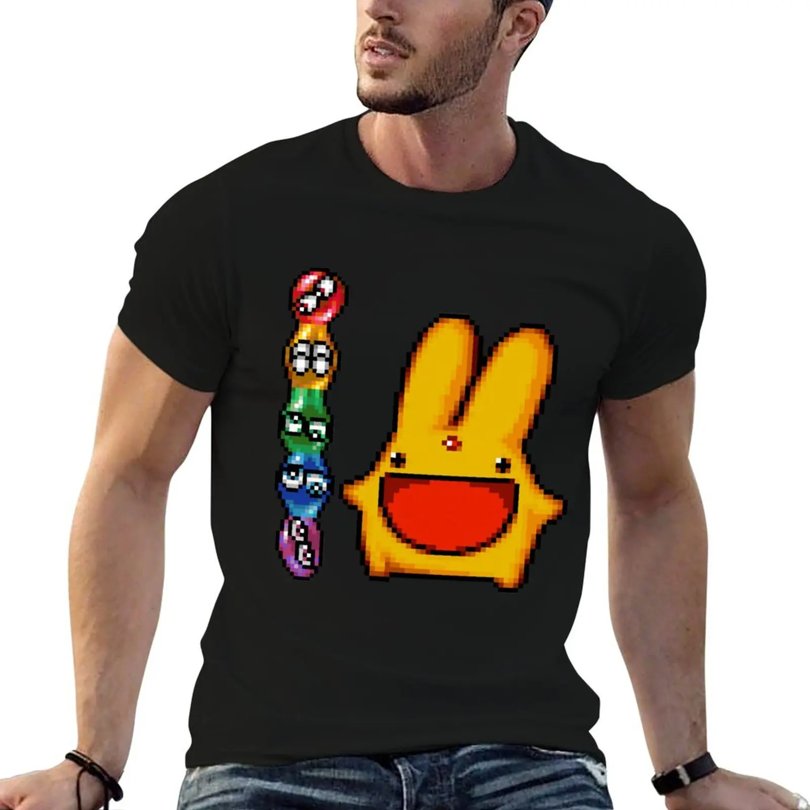 Pixel Puyo Puyo and Carbuncle T-Shirt Urban Style Casual Short Sleeve Top