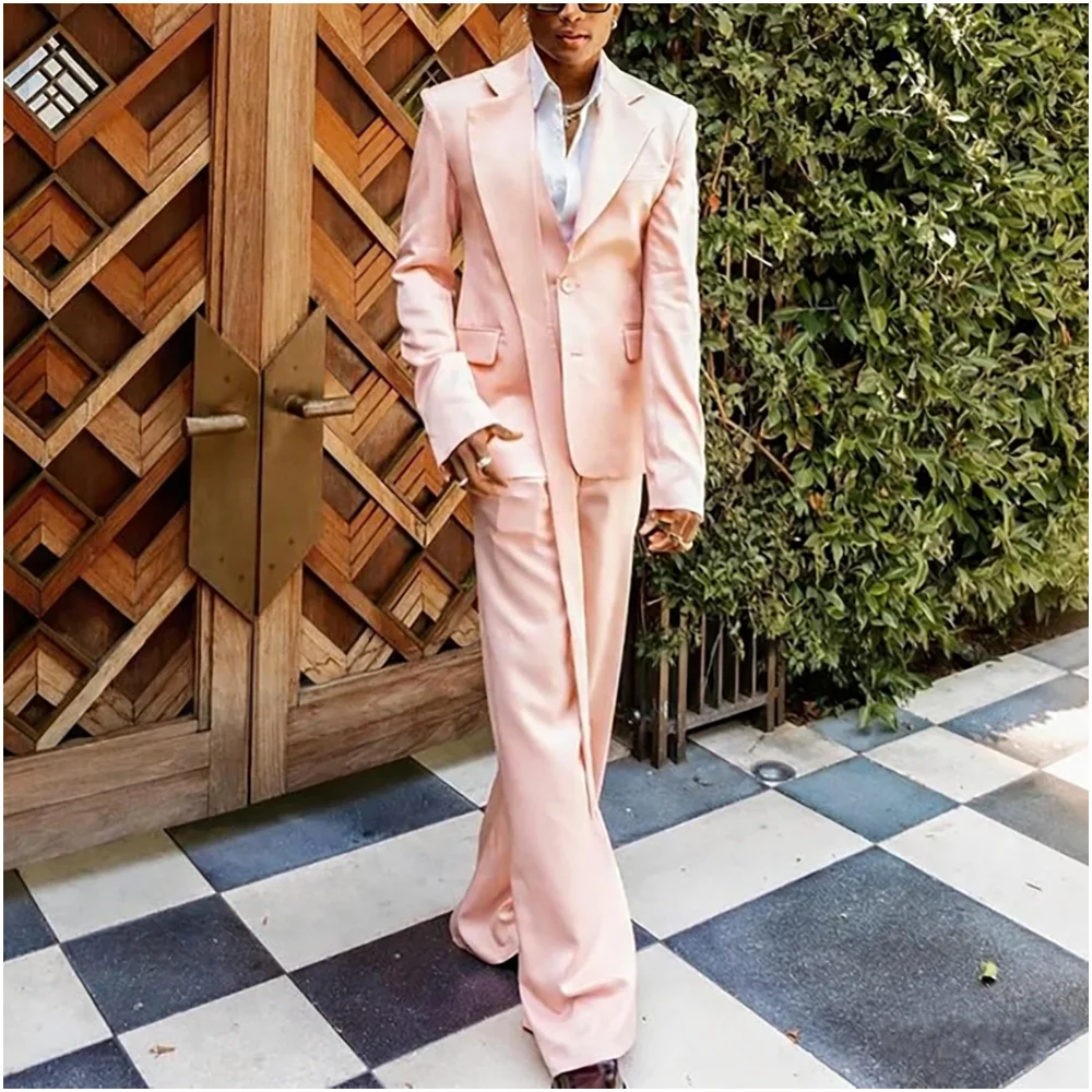 

Новый дизайн: розовый мужской костюм-двойка с однобортным пиджаком и лацканами, для свадьбы, выпускного, уличного стиля, повседневной носки, вечеринок, на заказ, мужская одежда