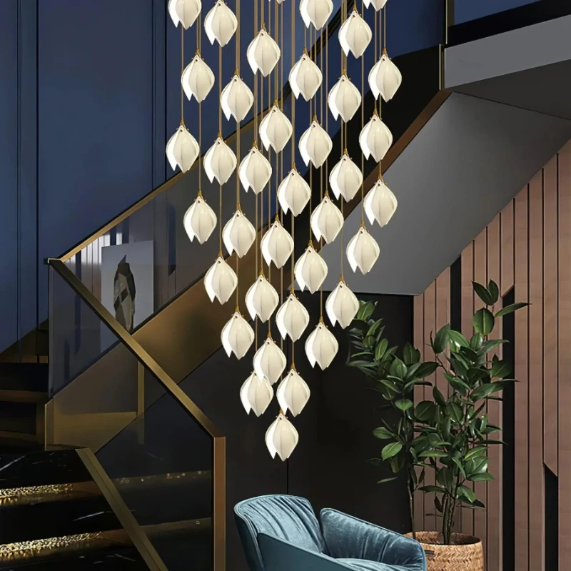 

Nordic Artistic creativity LED Flowers Petals Chandeliers lustre Ceiling Hotel Stage Decoration dining room luminaire