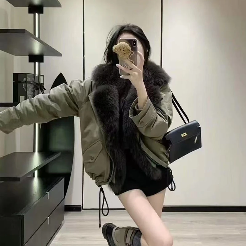    Collo in pelliccia giù Jaet Cappotto Parka da donna ort Thiened Faionable Casual Sle Taglio dritto 80% piumino