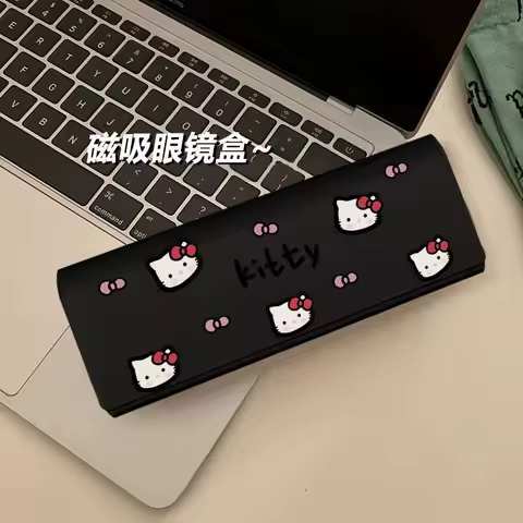 Hello Kitty Glasses Box Cute Kt High Beauty Women Portable Myopia Sunglasses PU Glasses Storage Box Student Girl Gift Wholesale