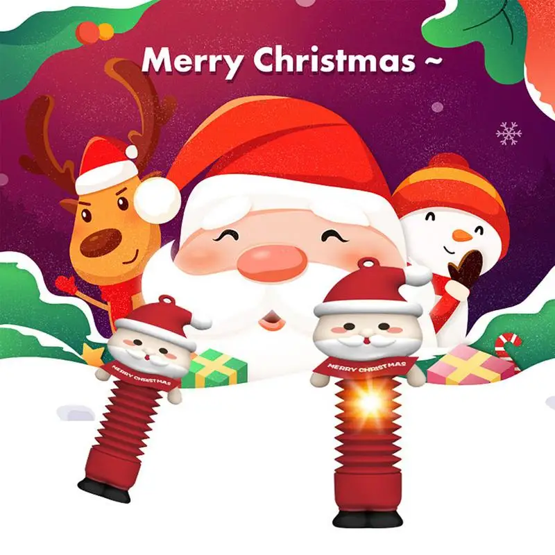 Santa Claus Pop หลอดตลก Santa Claus Pop Out ยืดหลอด Fidget ของเล่นความเครียดบรรเทา Party Favors โรงเรียนรางวัลของขวัญ