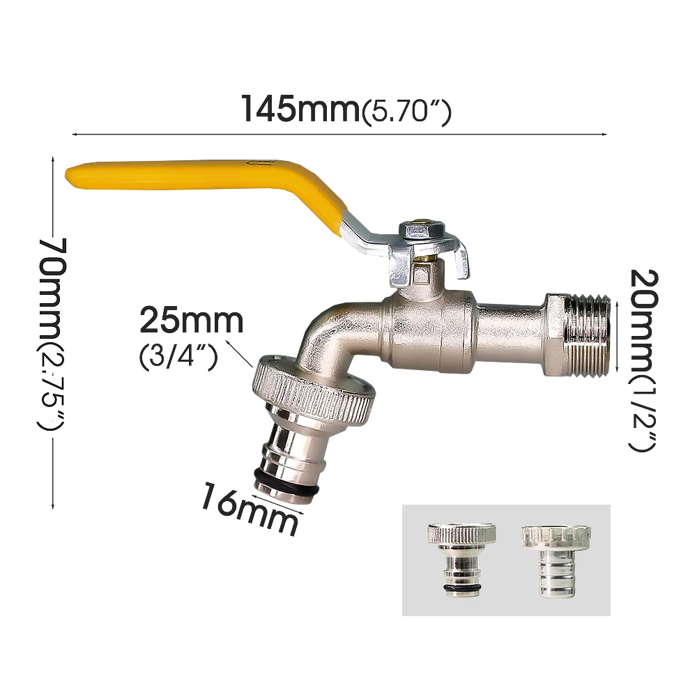 Metalowy, odporny na zimno kran dźwigniowy 1/2 \'\'Podwójne/jedne krany wylotowe do domowego ogrodu Wąż wodny Adapter kontrolera zaworu kulowego