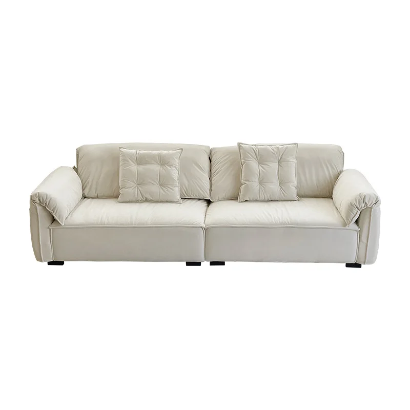Nordic style elephant ear sofa, modern living room three-person straight row fabric sofa