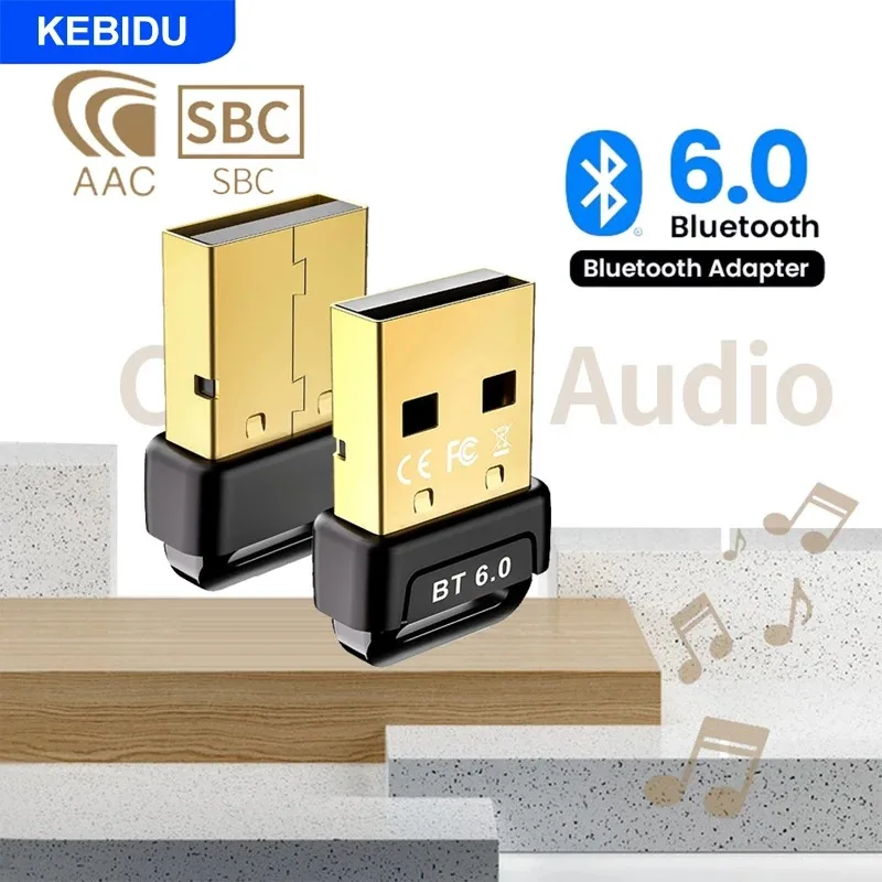 KEBIDU USB Bluetooth Adapter Bluetooth 6.0 Dongle Adapter for PC Windows11/10/8.1 Bluetooth Receiver Transmitter for Keyboard