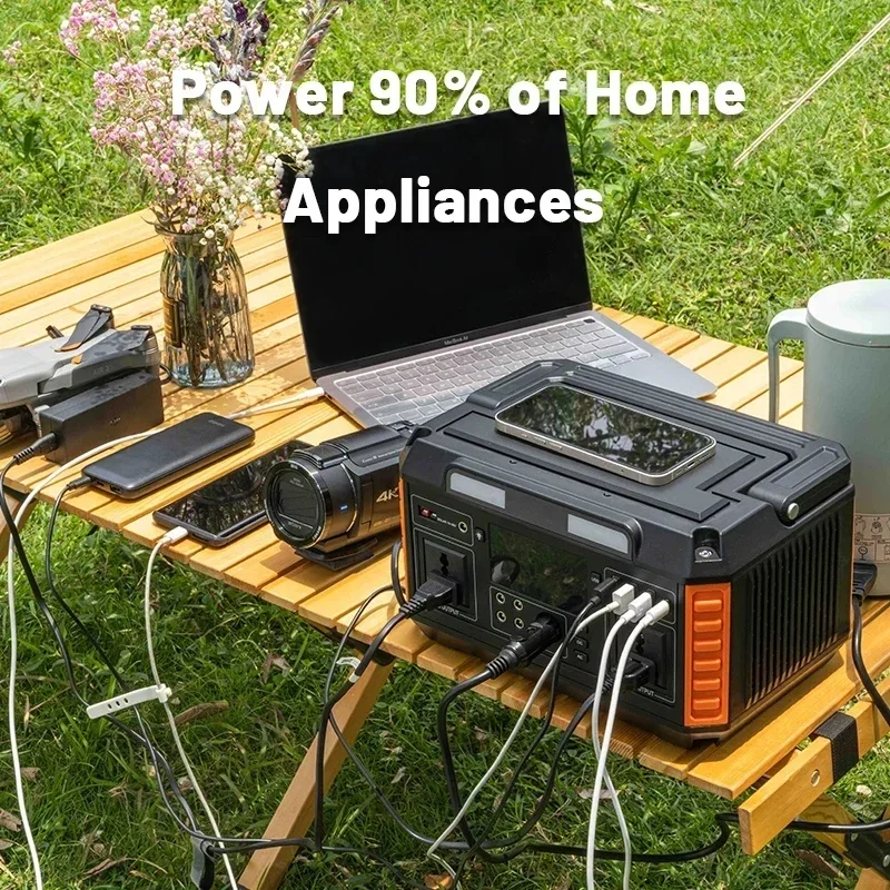محطة طاقة محمولة 600 وات، 560 وات في الساعة، مولد طاقة شمسية احتياطية، شحن سريع، أداة شحن للتخييم الأساسية للأنشطة الخارجية