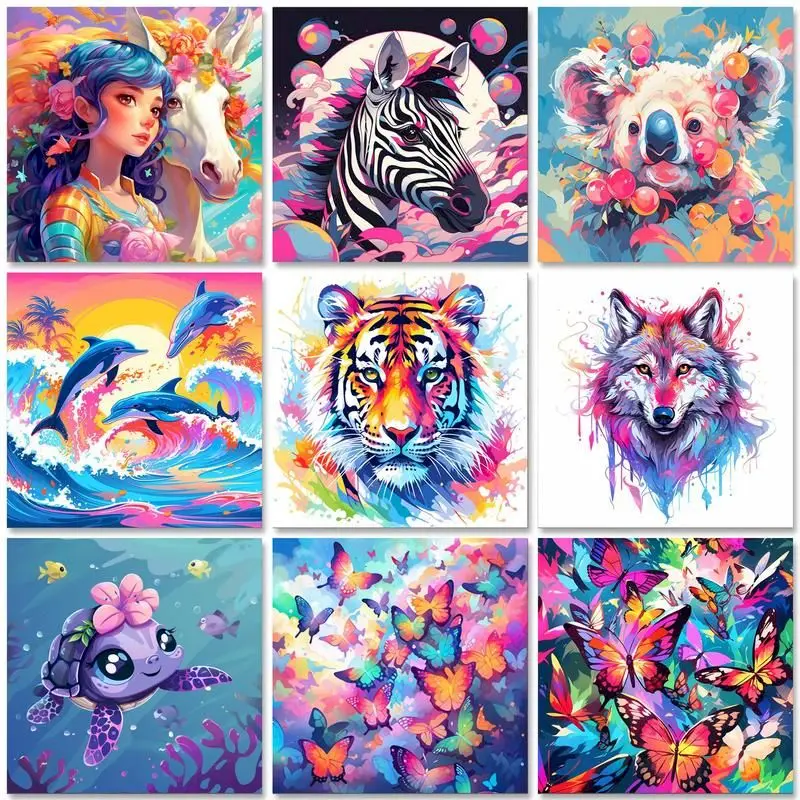

GATYZTORY 5d Diamond Painting Full Drill Square Tiger Diamond Mosaic Full Cross Stitch Animal Embroidery Home Decoration