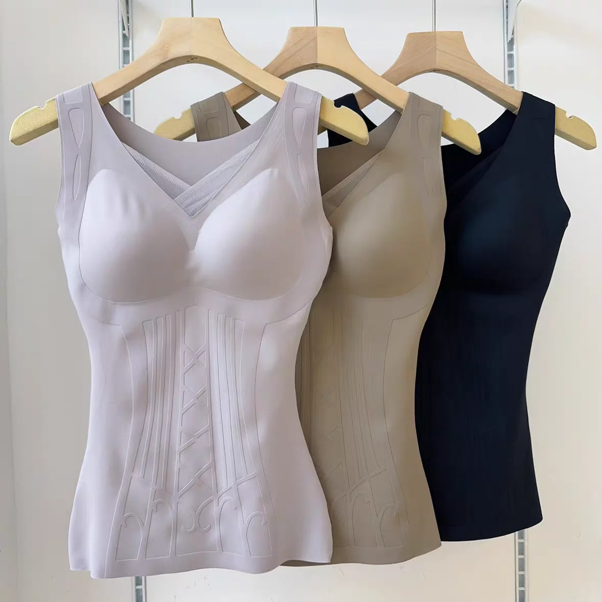 

2025 осенне-зимний толстый теплый матовый резной жилет 2-го поколения без следов нагрудная подушка на талии топы с тонкой талией