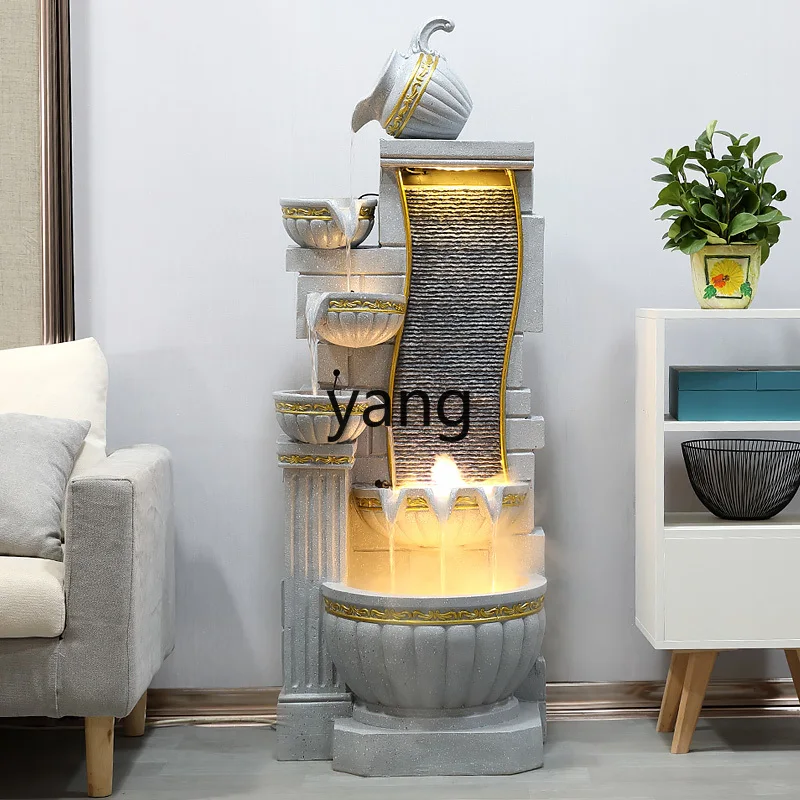 CX Modern Light Luxury Living Room Indoor Fountain Landscape Shengcai Floor Fish Tank Decoration