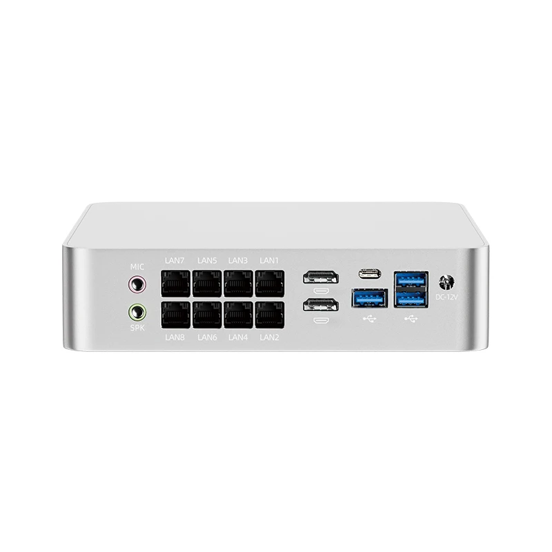 Mini PC Intel Core i7-8705G 8x 2.5G Ethernet USB-C 2x HDMI2.0 2x Slot DDR4 M.2 SSD 2x COM DB9 RS232/422/485 Win10/11 Linux