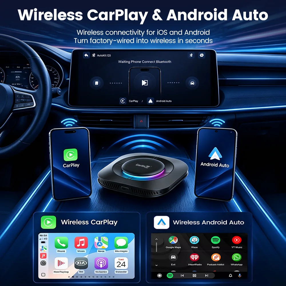 CarlinKit Android 14 TV Box for OEM Car SM6115 Wireless CarPlay Android Auto Screen Mirroring Video Streaming Box 4G LTE WiFi