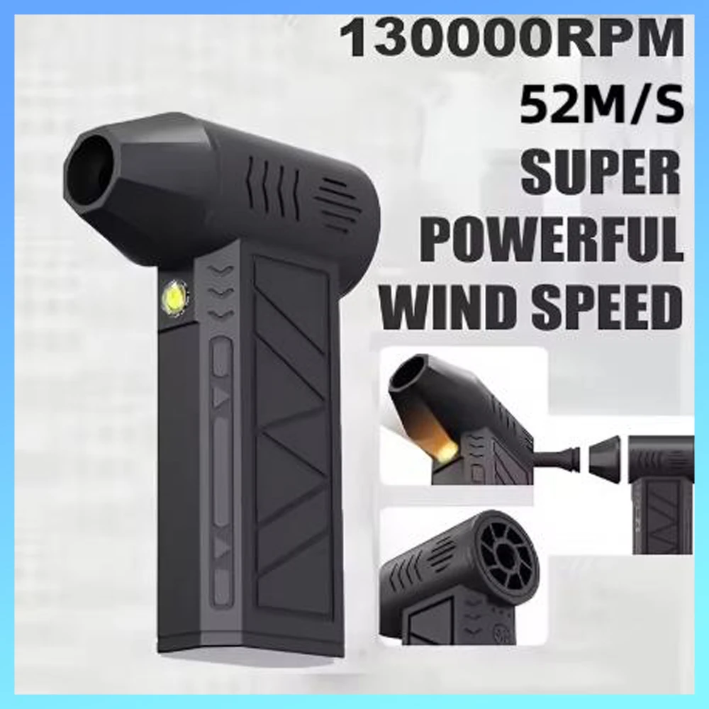 130000 RPM Fan Electric Air Blower Brushless Motor High-Speed Violent Fan 52m/s Overheat Protection 4000mAh Battery