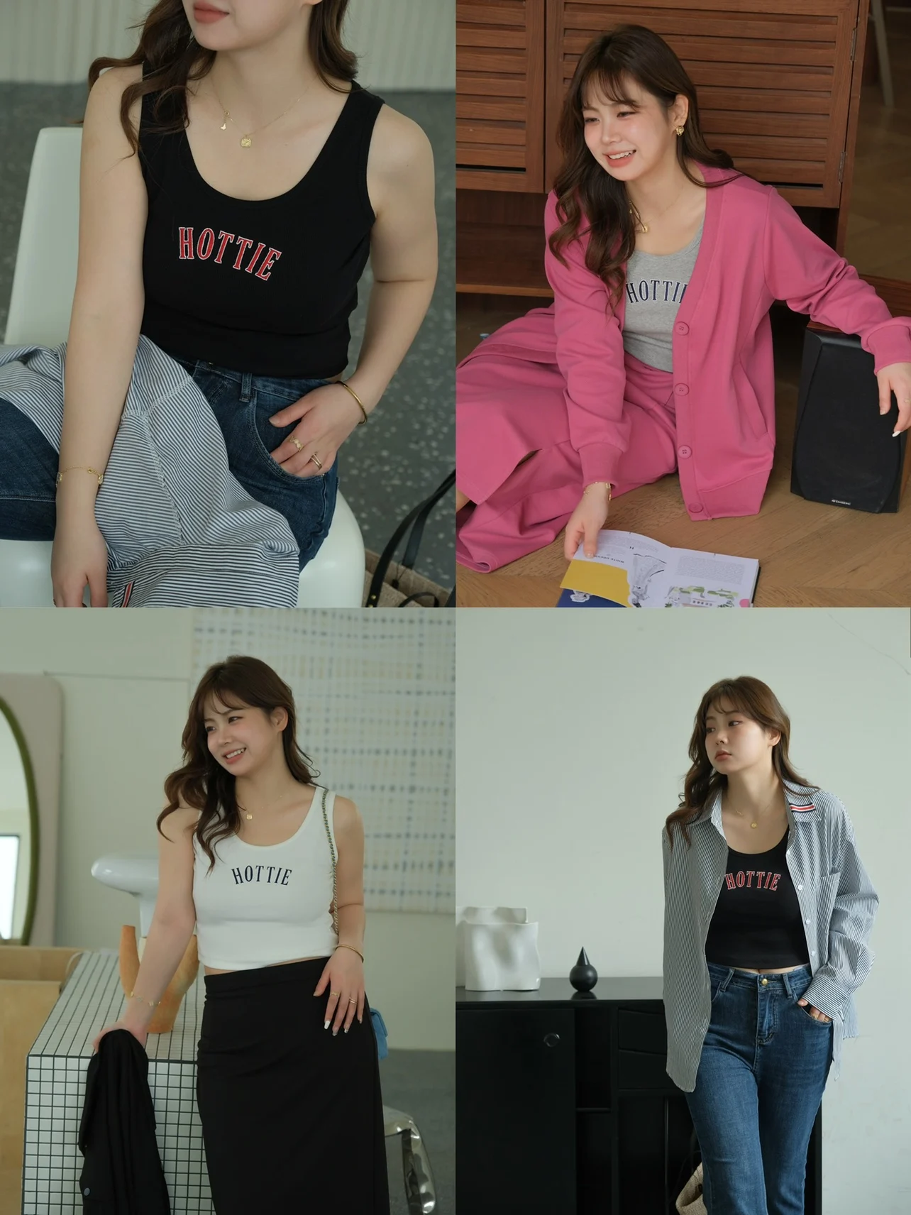 

plus Size Women's Fashionable Letter Color Block Tank Top Spring Summer New Style Versatile Slimming Retro Style round Neck S...