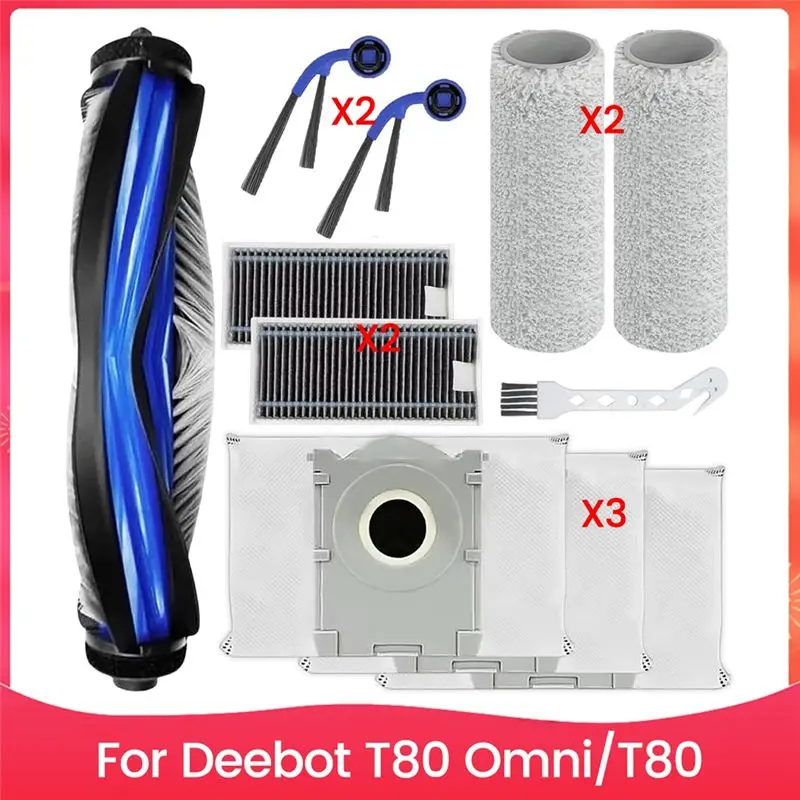 

24-Hour Hotsale For Ecovacs Deebot T80 Omni / T80 Vacuum Cleaner Parts Main Side Brush Hepa Filter Roller Mop Pads Dust Bags Acc