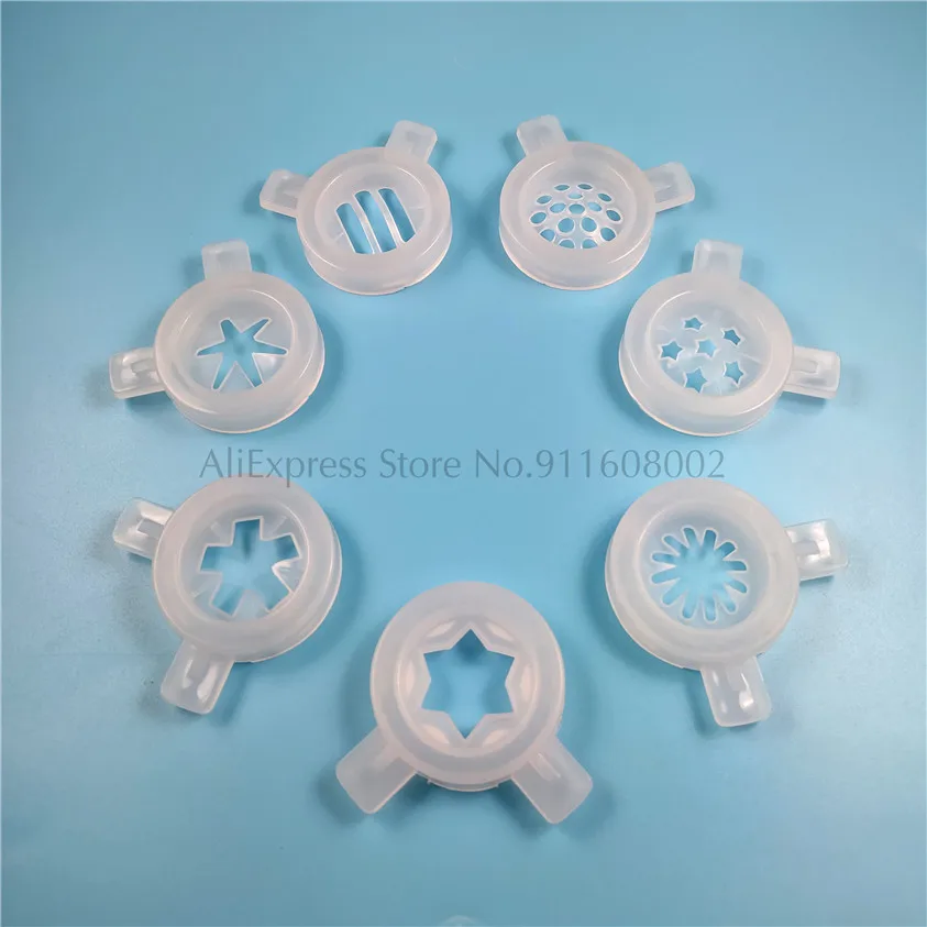 

7 In 1 White Modeling Caps Spare Parts Fittings 7 Shaped Lids For Soft Ice Cream Machine Replacements Inner Diameter 37mm