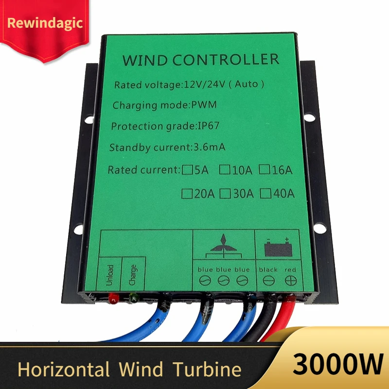 3000W Free Energy PWM Wind Charge Controller 12v/24v AUTO For Wind Turbine Generator Water Proof High Heat Dissipation Design