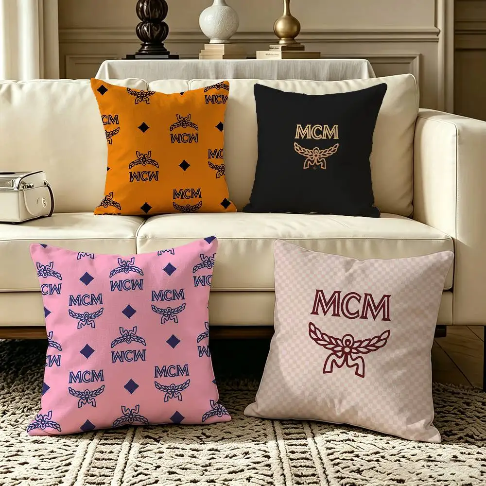 Luxury- brand M-mcmess  Square Double-Sided printed Pillow Case Bedroom Bedside Pillow Sofa Cushion Cover
