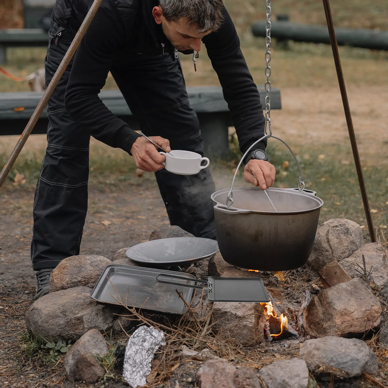 

Набор из 1 предмета: портативная сковорода-гриль из нержавеющей стали с плоским дном для барбекю, для приготовления пищи на открытом воздухе, для кемпинга, для выпечки