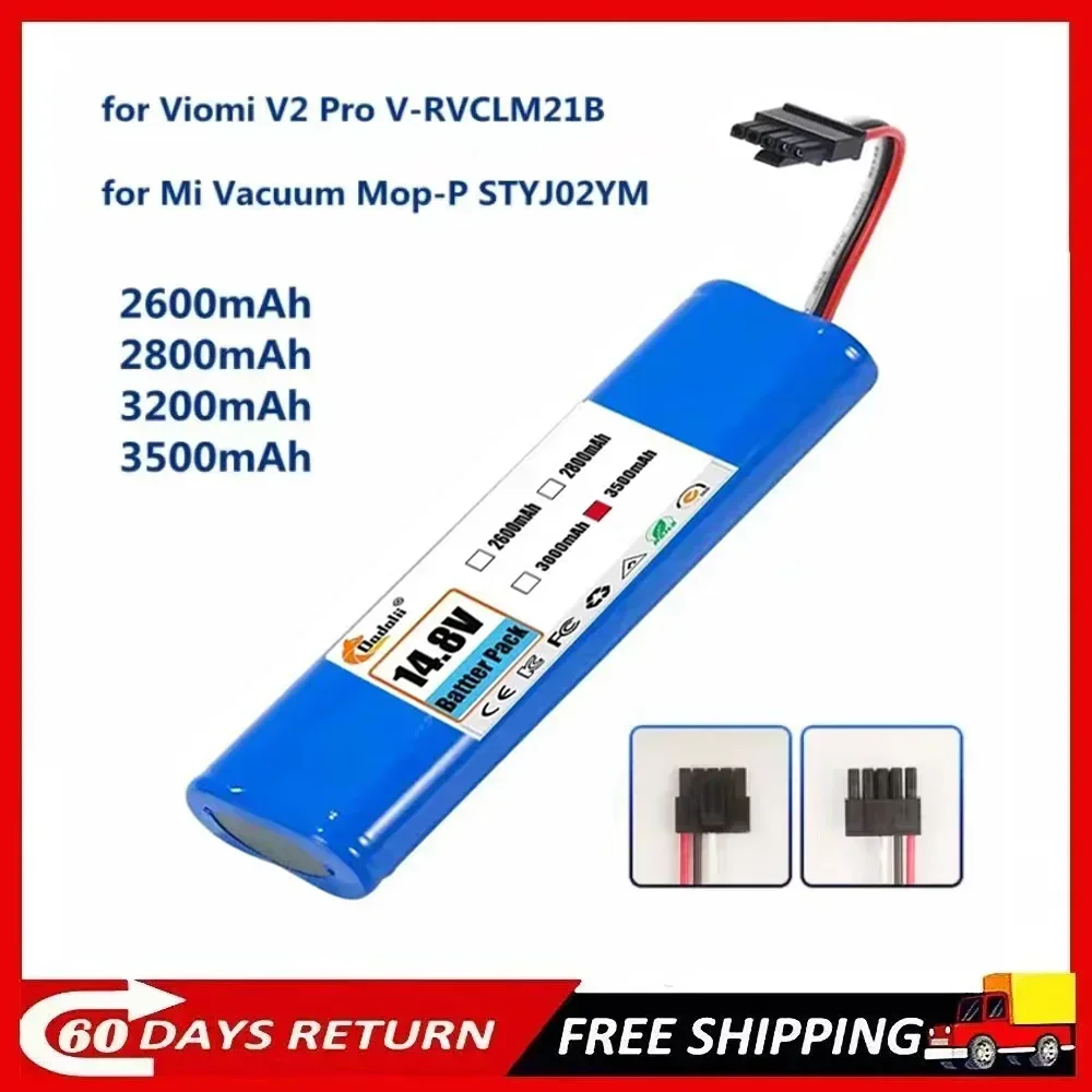 100% Brand New. 14.8V 12800mah 18650 Lithium Battery, Suitable for Viomi V2 Pro, Vrvclmb21b and Styj02ym.