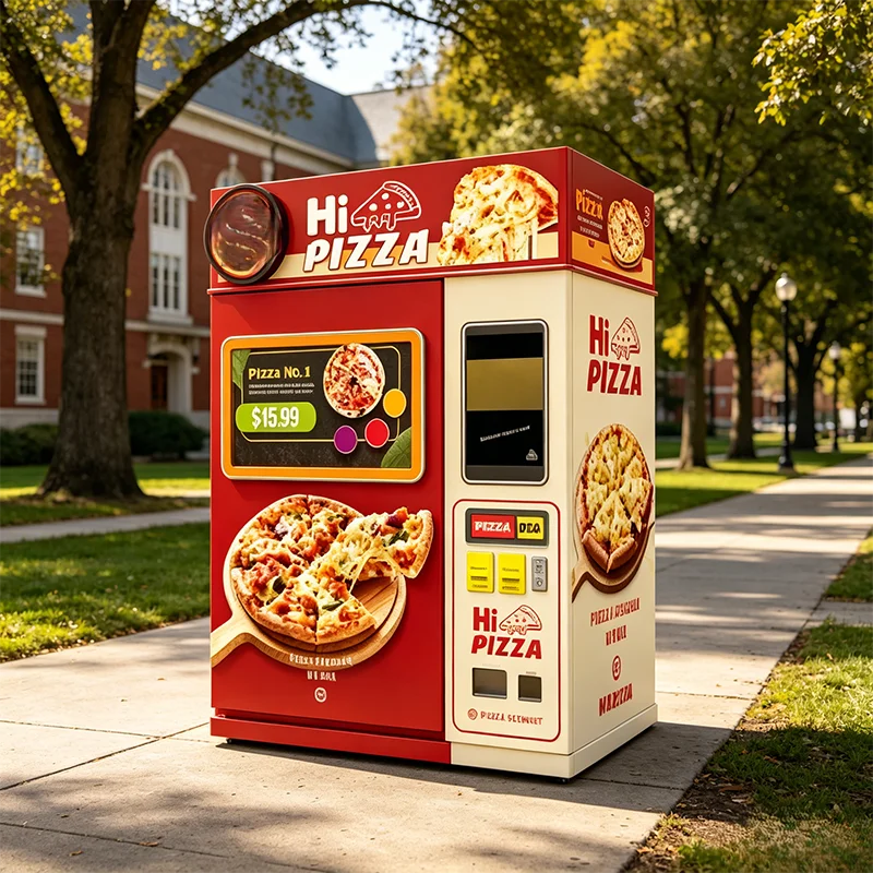 Automatic Pizza Vending Machine with 4 Layer Toppings Dispenser Pepperoni Mushroom Onion Bell Pepper