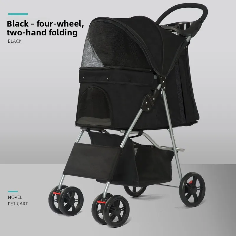 Lightweight Folding Pet Stroller Easy Assembly Outdoor Use Small Dogs Cats Stroller for Dog Cat and Dog Travel Handcart