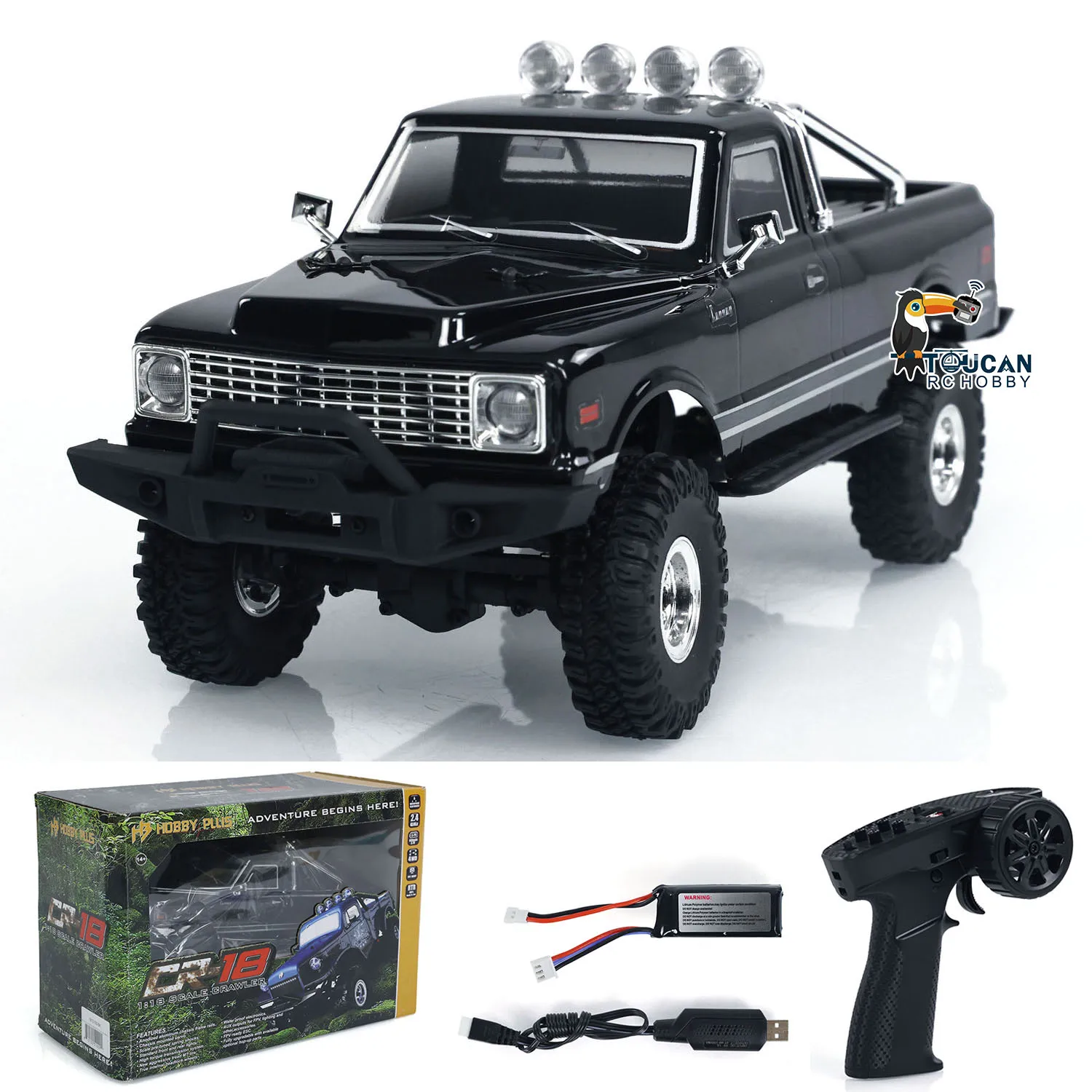 Hobby Plus 1:18 RC Crawler Car 4WD Mini Radio Control Off-road with Motor Servo ESC Vehicle Battery Light System 