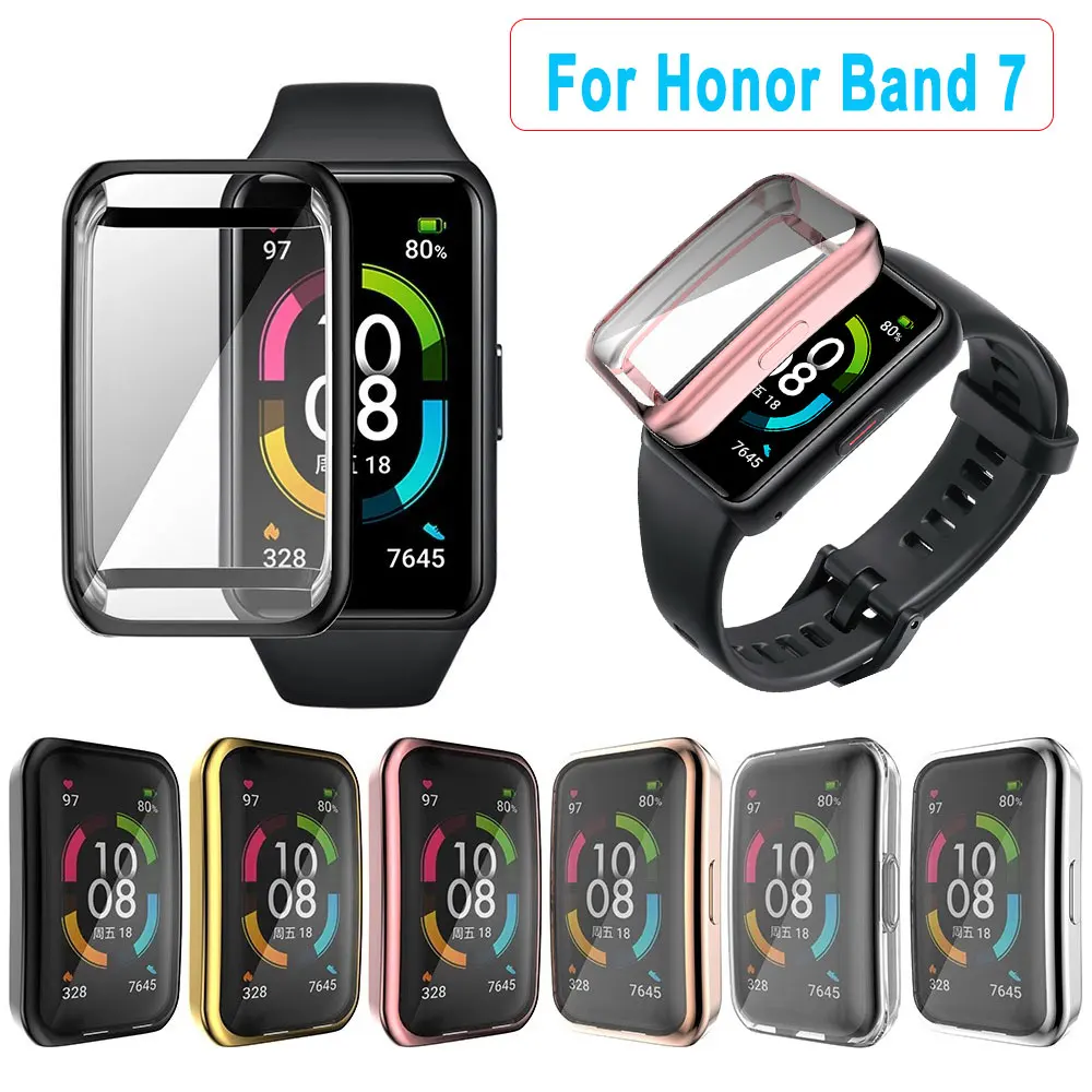 Tpu Watch Protective Case Cover For Huawei Honor Band 7 Band7 Smartwatch Shockproof Full Screen Plating Protector Shell
