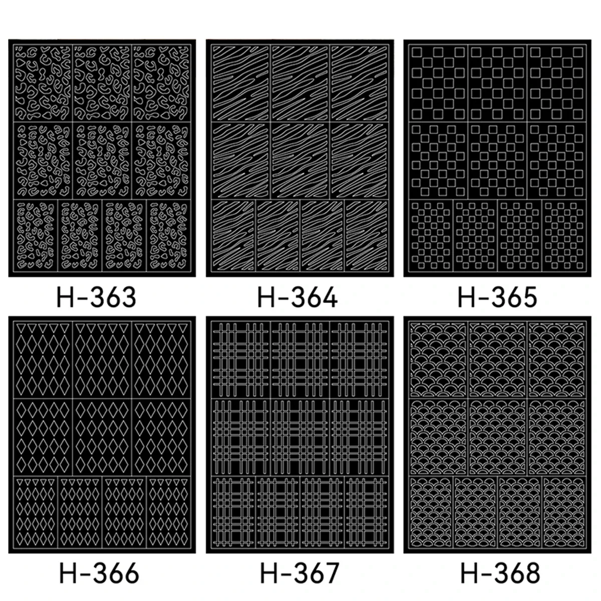 Hollow Grid Nail Stickers Leopard Pattern Chessboard Line Design Nail Art Decorative Decals