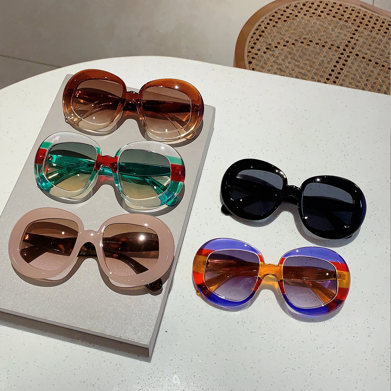 KAMMPT Oversized Fashion Sunglasses 2024 New Multi Candy Color Women Shades Trendy Stylish Gradient Brand Travelling Eyewear