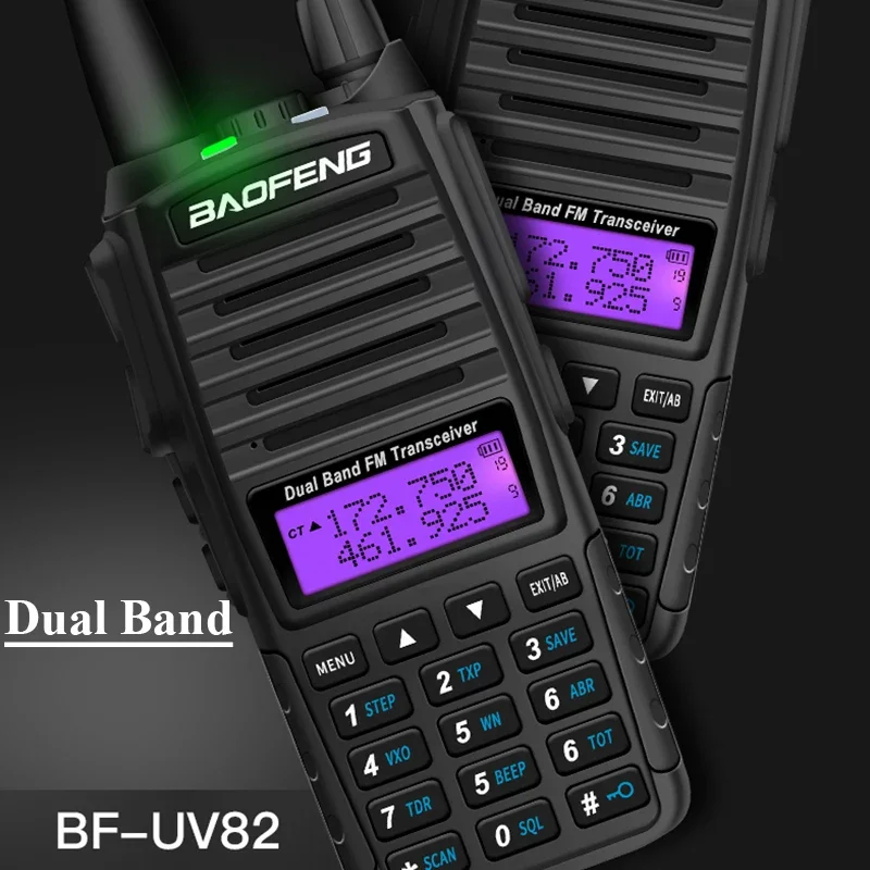 Baofeng UV-82 Walkie Talkie 8W 2800Mah High Power Dual PTT Dual Band VHF UHF Long Range Tri-Power UV82 For Hunting Two Way Radio