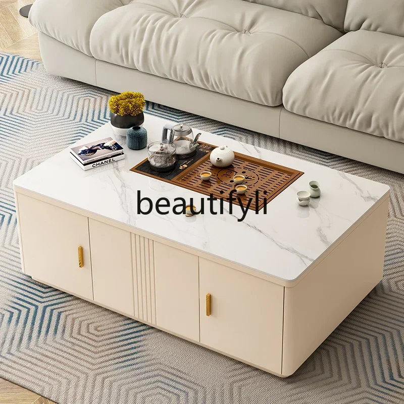 

XZQLifting rock slab Kung Fu coffee table tea table integrated tea table household living room small apartment modern
