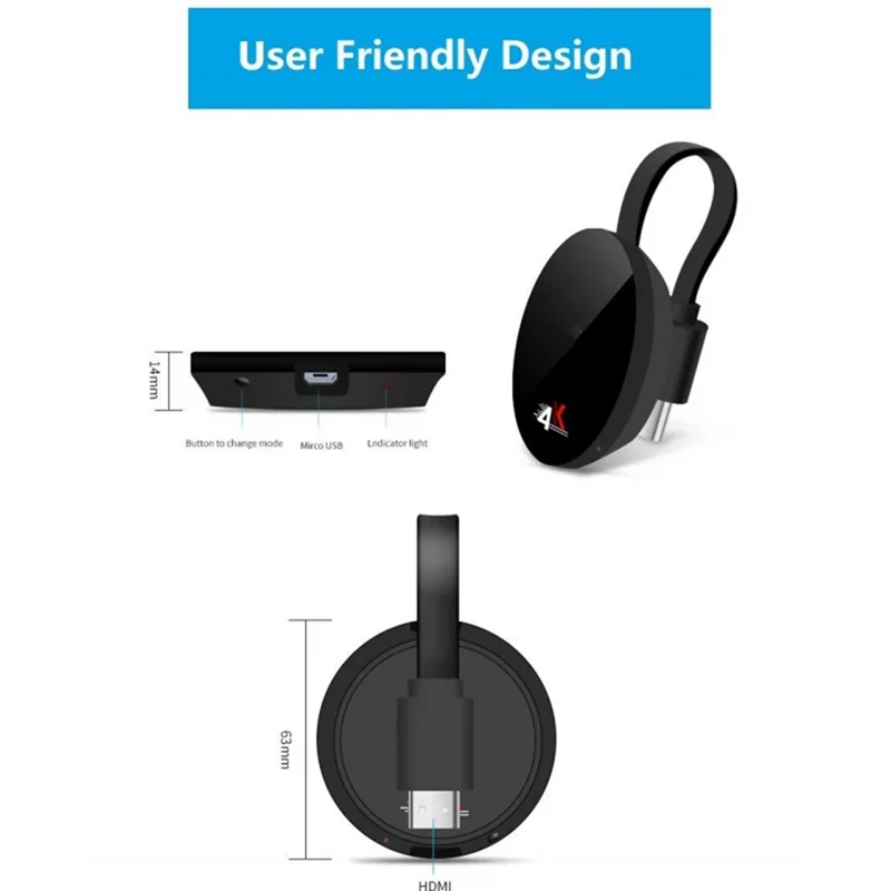 Y45A-Wireless Display Receiver 4K -Kompatibel Wifi Display Adapter 5G + 2,4G TV Stick Für Android/IOS/Windows Einfache Installation