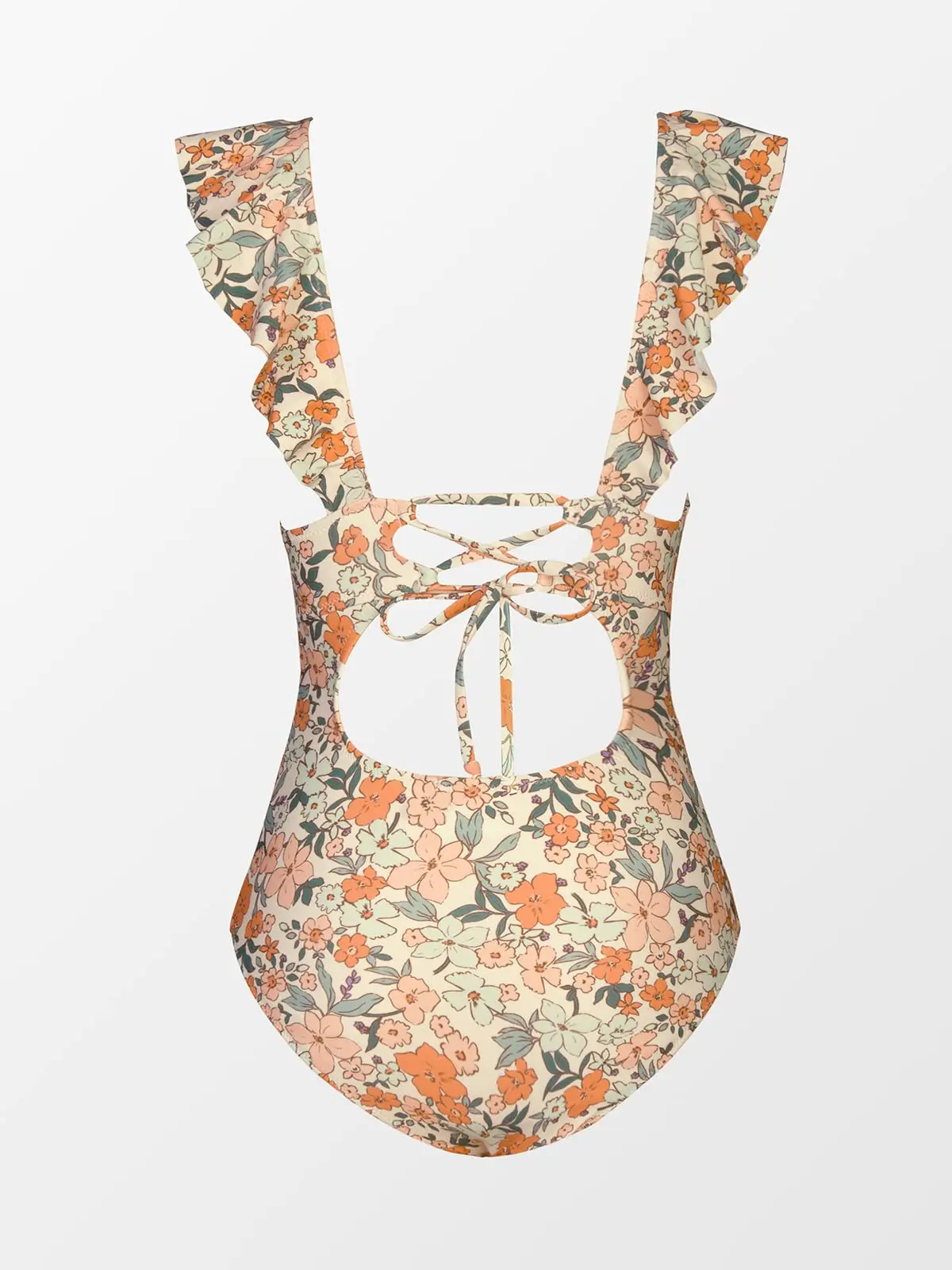 Traje de baño de una pieza para mujer, trajes de baño con volantes, cuello en V, con cordones, traje de baño con control de barriga