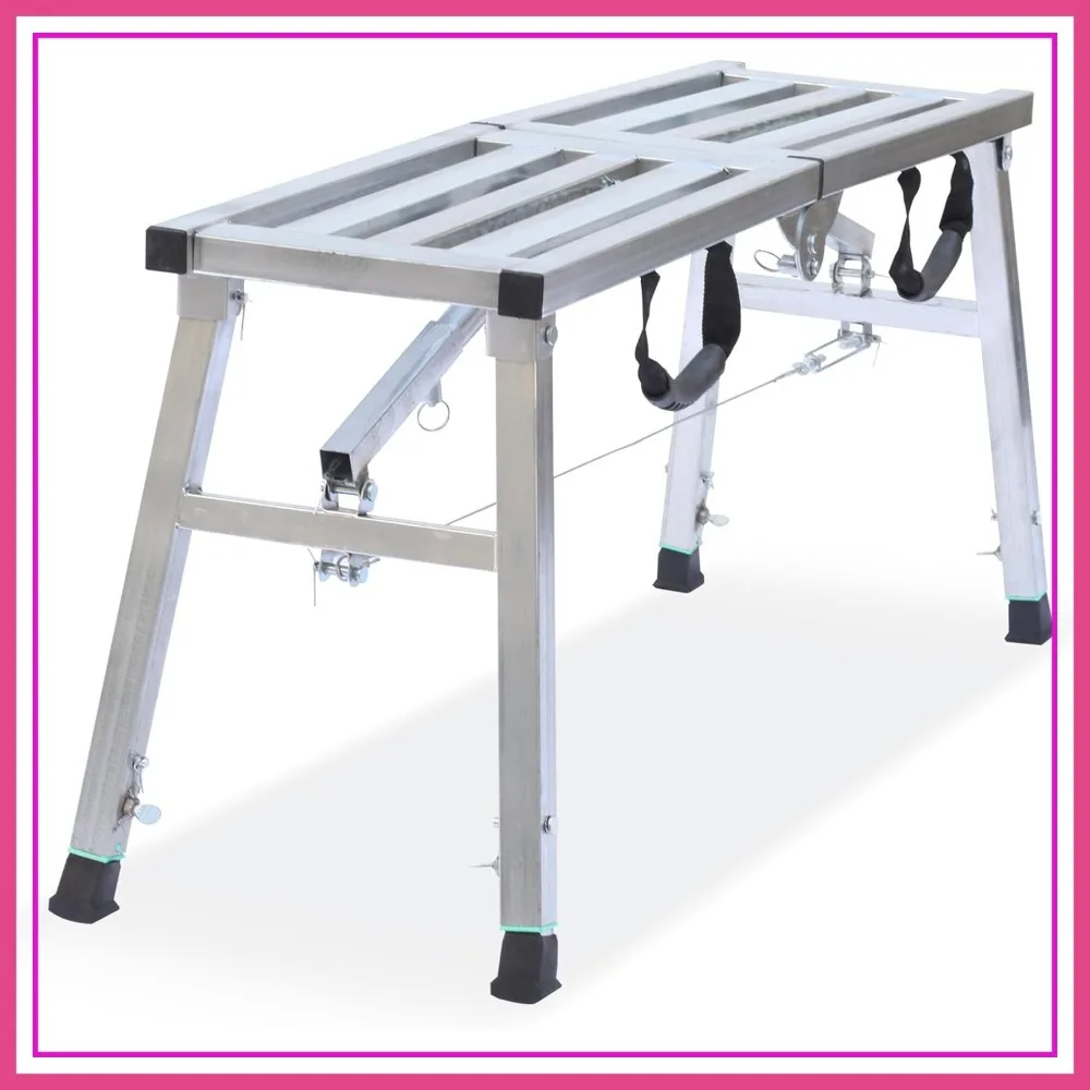 

Adjustable Height Steel Scaffold Platform 380lbs 38x12 Folding Step Ladder Drywall Stool