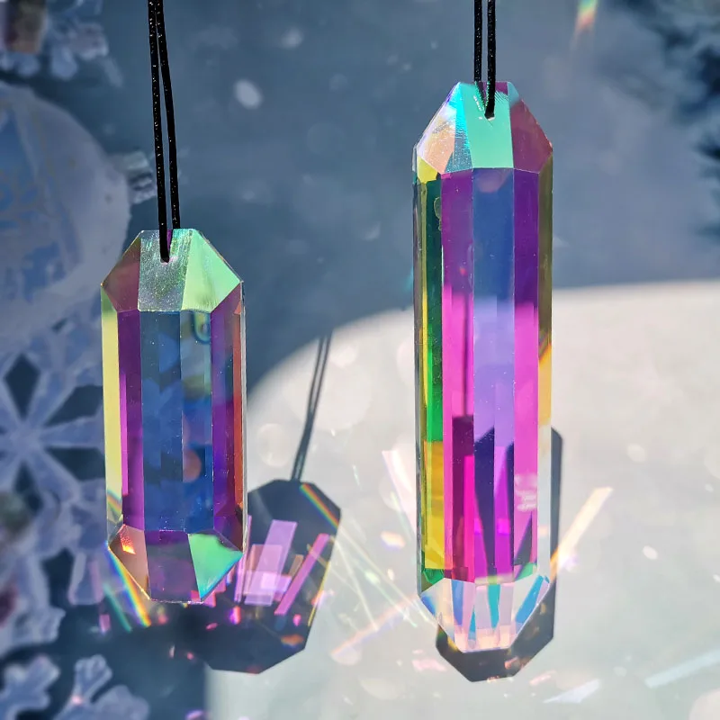 120mm Rainbow Maker Hexagonal Bar Suncatcher Crystal Chandelier Prism Hanging Pendant DIY Accessories Christmas Tree Ornaments