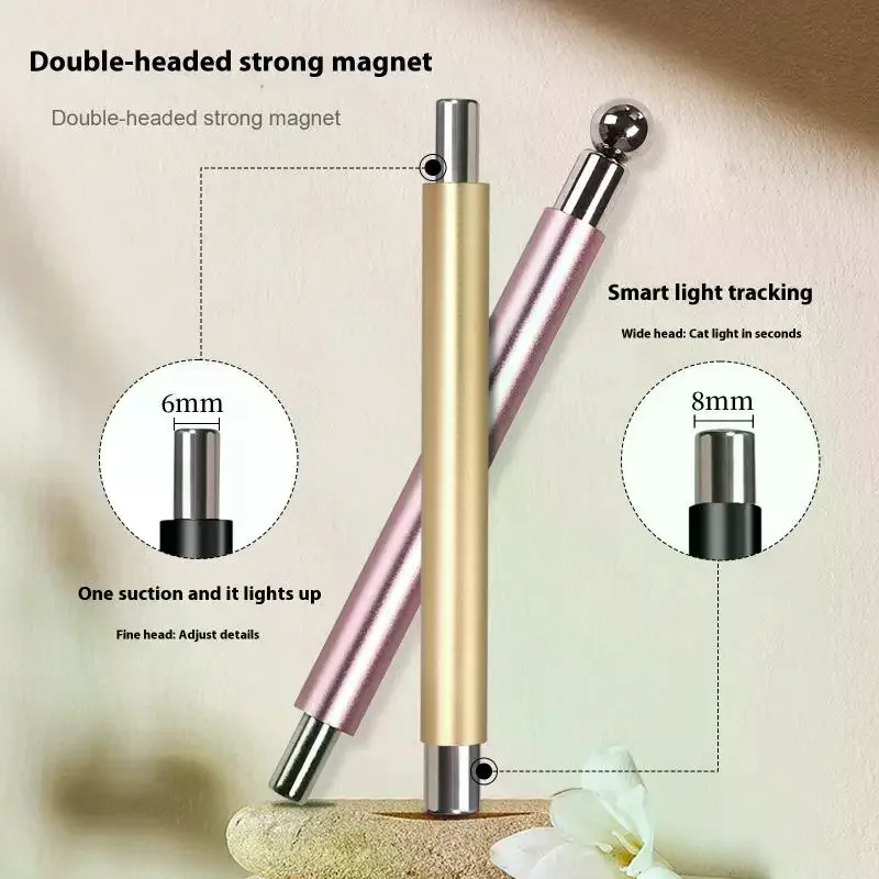 강력한 자석이 있는 더블 엔드 마그네틱 캣츠 아이 네일 자석 스틱 스틸 볼 포함 슈퍼 강력 젤 폴리쉬 자석 펜 매니큐어 자석 도구