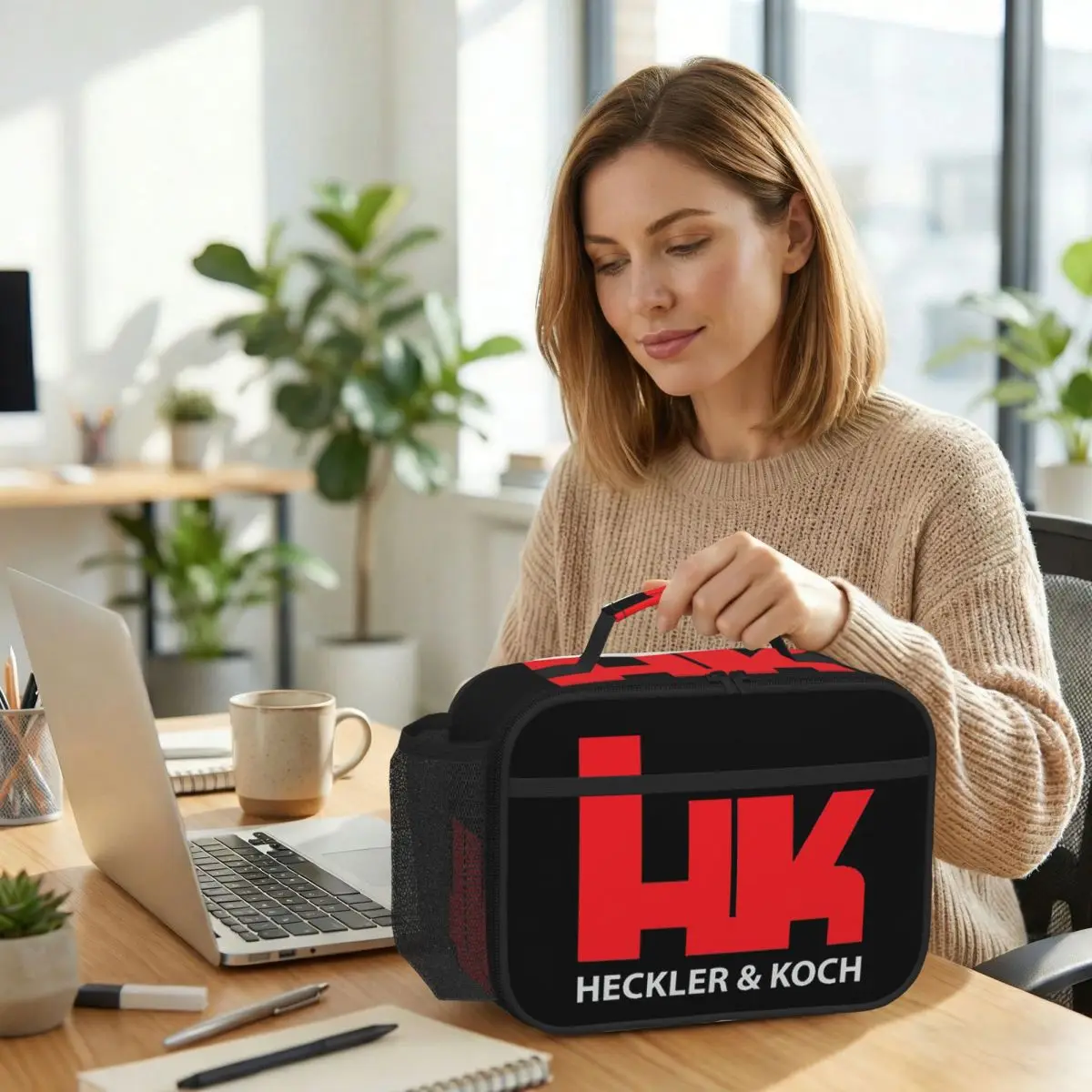 HK Firearms Heckler And Koch Logo Isolierte Lunchtasche für Kinder, Schulkühler, Thermo-Lebensmittelbox, Tragetasche, Lunchboxen, Behälter