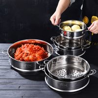 New 304 Stainless Steel Steamer Basket Kitchen Cooking Tool with Double Ear Steam Rack Safe Material Generic Drain Basket