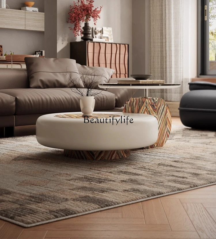 

Italian Minimalist Coffee Table Living Room Light Luxury Irregular Size Round Sofa Coffee Table