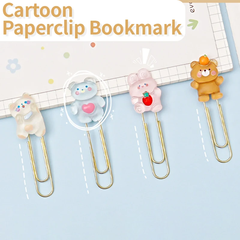 

Cute bear paper clip bookmark cartoon office supplies pin color bookmark clip clip test paper pin