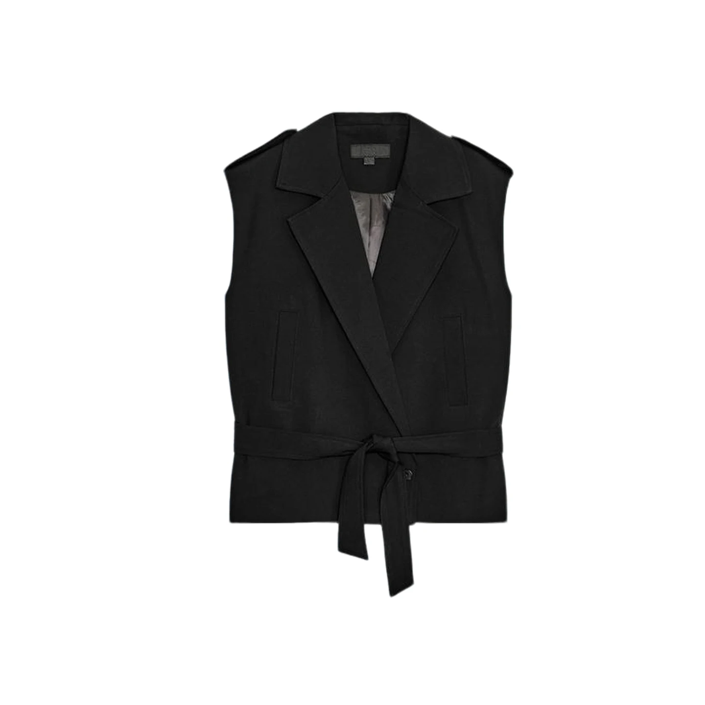 mat Sle Women's Vest New Autumn Collection Double-Breasted Svel Collared with Belt oulder Pad 2025 Fall Season