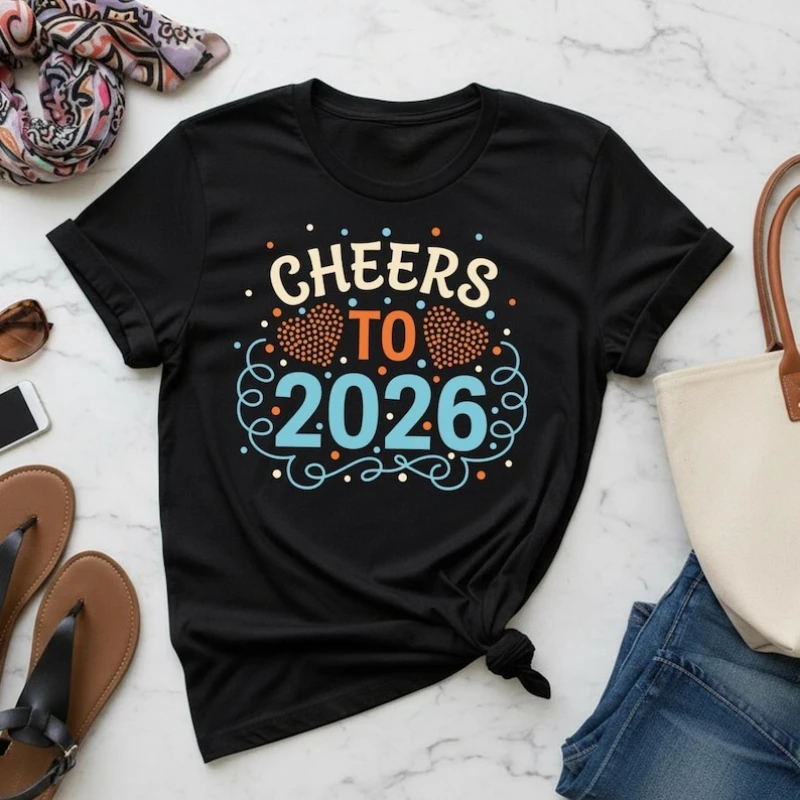 Happy Lunar New Year Horse PNG Cheers To Digital Print Tshirt on Demand Mockup Instant Download Unisex Regular Short Sleeve