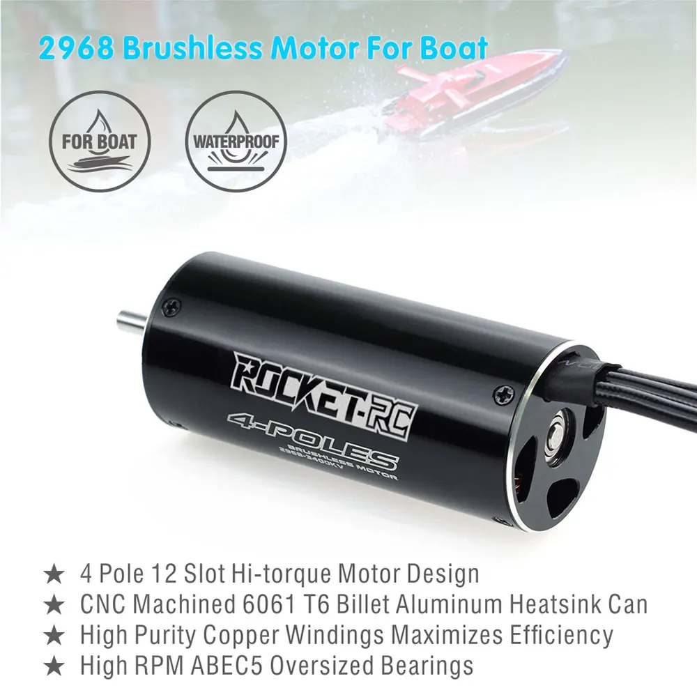 Rocket RC 2968 3400KV 3800KV 4000KV Waterdichte Borstelloze Motor met 29-L Waterkoeling Jas voor RC Schip Boot Feilun Traxxas