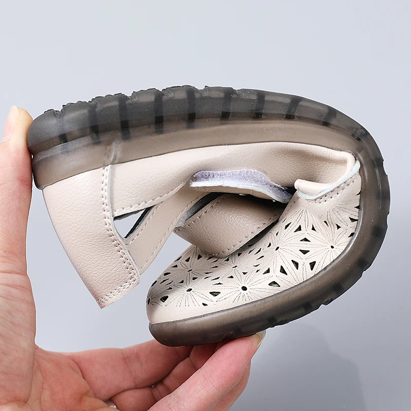 Summer Sneakers for Women Soft Leather Sandals Flexible Mary Jane Shoes for Women Nurse Walking Sandals Breathable  Non-slip