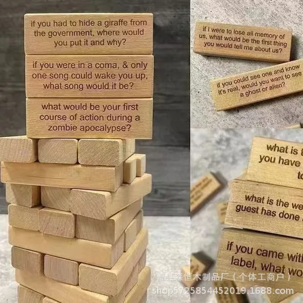 Juego de beber: bloques de torre caída, accesorios de juego de fiesta, adorno de madera de mesa