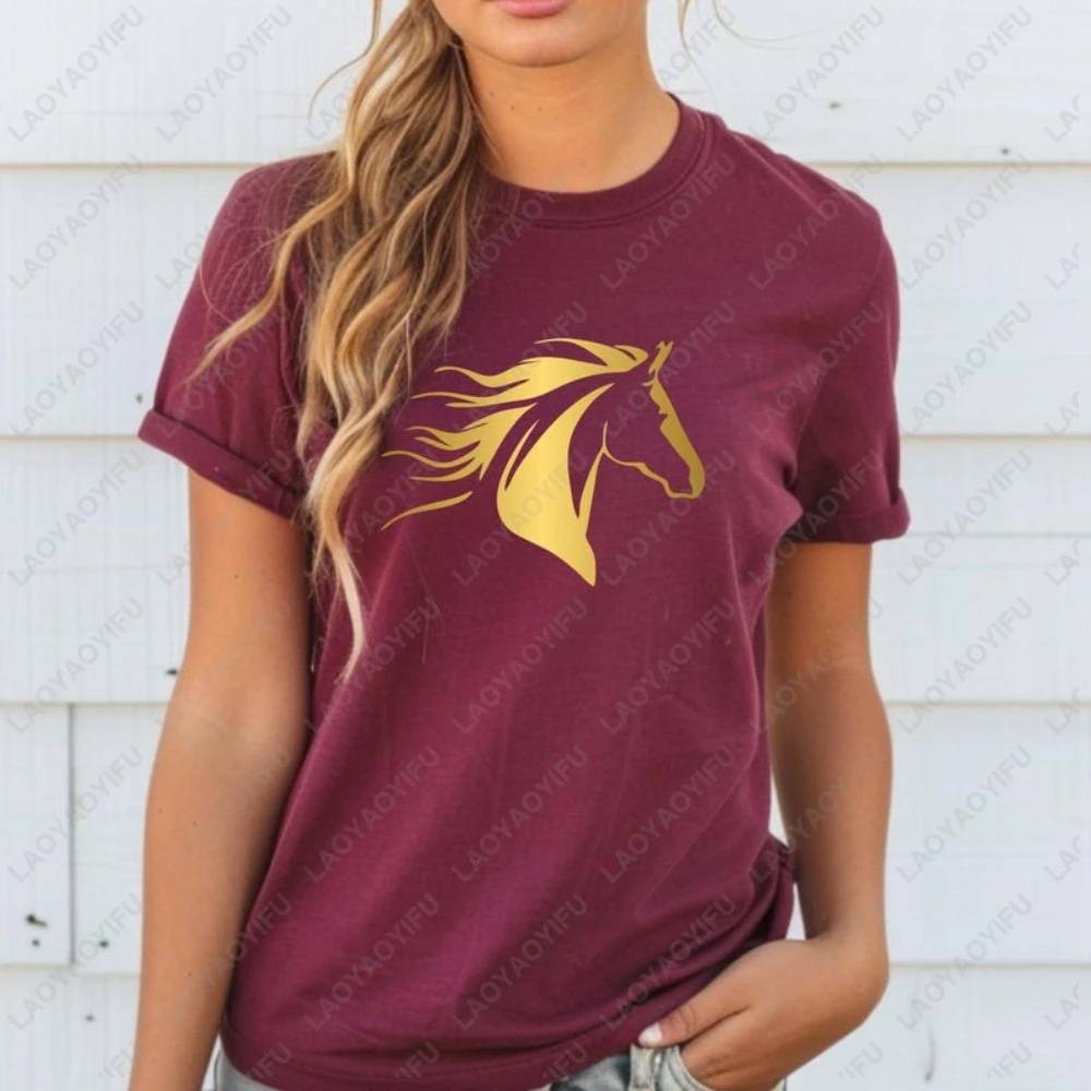 Zodiac Year of The Fire Horse 2026 Classic Tshirt  Simple Print Graphic T Shirts Animal Lover Gift Men Woman Clothing Funny Tops