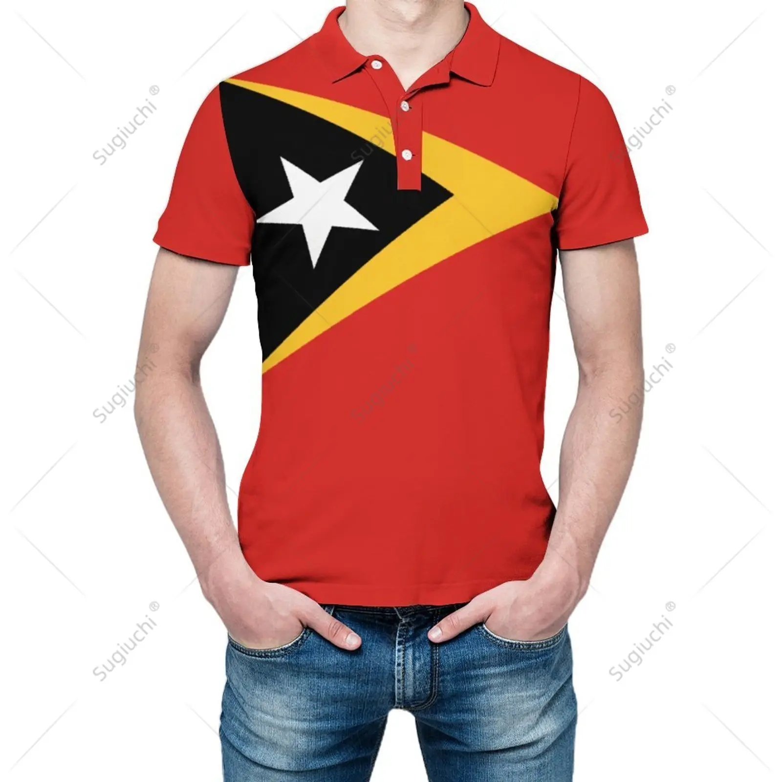 Unisex Polo Shirt East Timor Flag 3D Print Man Polo Fashion Clothing Tracksuits Short Sleeves