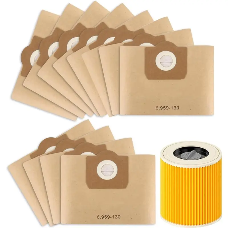 

ABBK-For Karcher WD3 1629 MV3 A2201/2204/2554/2604 Compatible Vacuum Cleaner Replacement Bags& Cartridge Filter 6.414-552.0