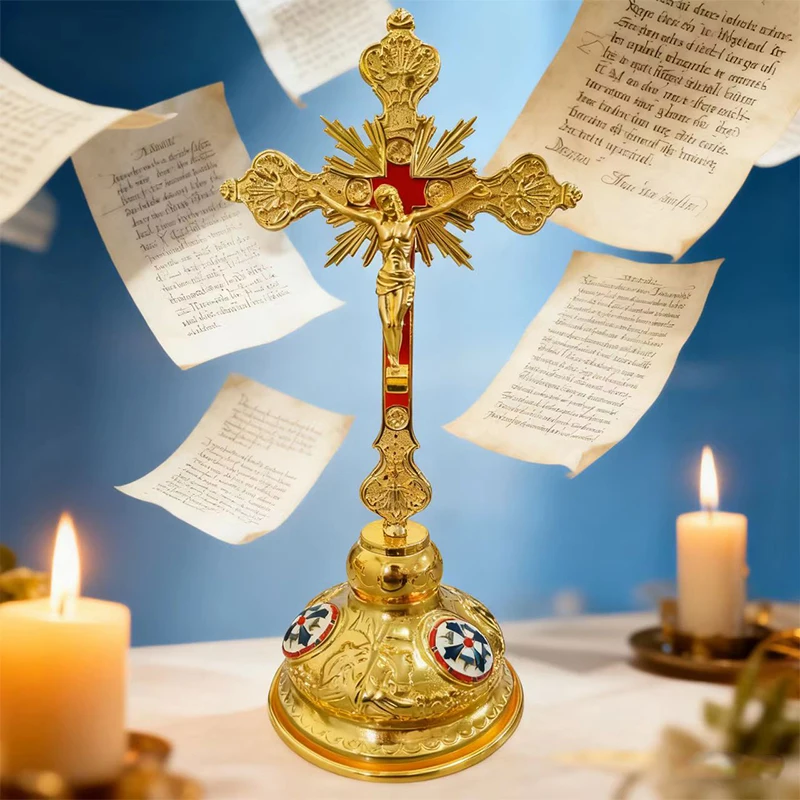 Neues 2026 Orthodoxes Kreuz Jesus-Kruzifix Christliche Orthodoxe Kirchenutensilien Kirchen- und Heimdekoration Jesus-Kreuz für religiöse Rituale – Detail 4